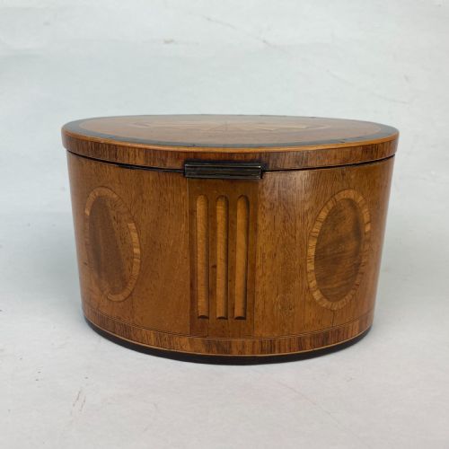 OVAL SATINWOOD INLAID TEA CADDY - ADDITIONAL PHOTO 2