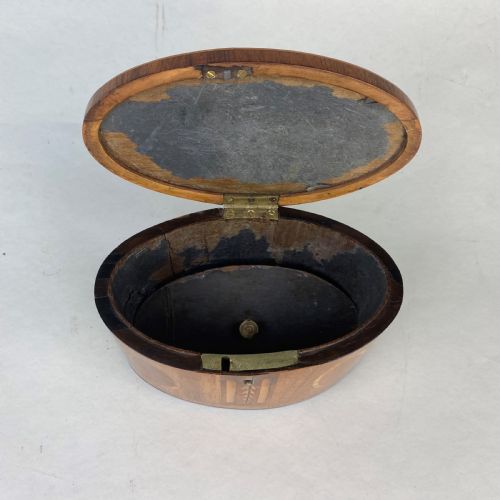 OVAL SATINWOOD INLAID TEA CADDY - ADDITIONAL PHOTO 4