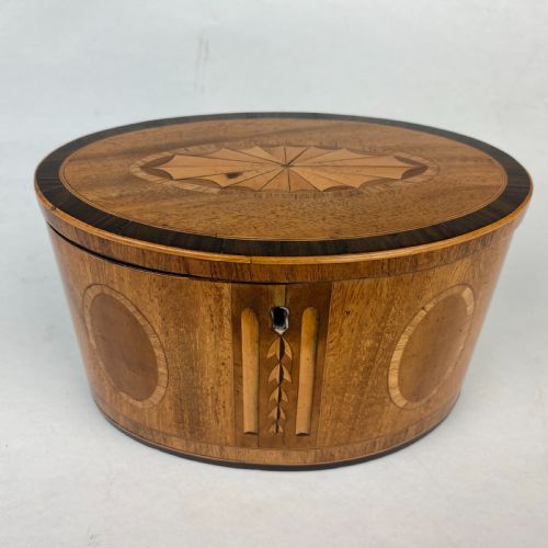 OVAL SATINWOOD INLAID TEA CADDY - ADDITIONAL PHOTO 7