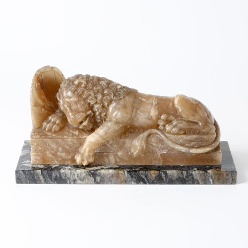 carved marble model of the lion of lucerne - CATEGORY: ANTIQUE SCULPTURES - DATED 1870