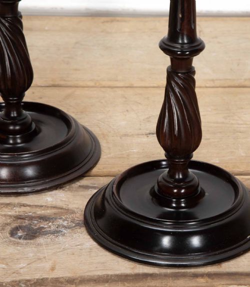 LARGE PAIR OF 19TH CENTURY ENGLISH MAHOGANY CANDLESTICKS - ADDITIONAL PHOTO 1