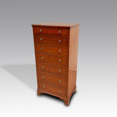 RARE SATINWOOD WELLINGTON CHEST OF DRAWERS - ADDITIONAL PHOTO 2