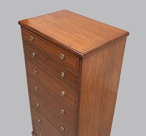 RARE SATINWOOD WELLINGTON CHEST OF DRAWERS - ADDITIONAL PHOTO 7