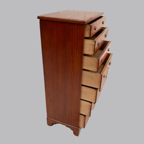 RARE SATINWOOD WELLINGTON CHEST OF DRAWERS - ADDITIONAL PHOTO 8