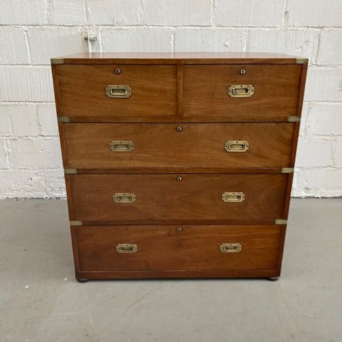 TEAK MILITARYCAMPAIGN CHEST OF DRAWERS BY ROSS CO DUBLIN - ADDITIONAL PHOTO 8