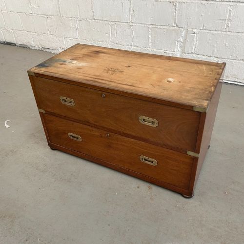 TEAK MILITARYCAMPAIGN CHEST OF DRAWERS BY ROSS CO DUBLIN - ADDITIONAL PHOTO 3