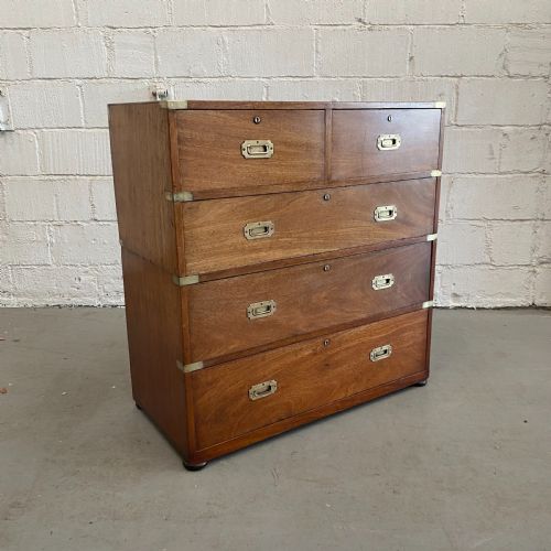 TEAK MILITARYCAMPAIGN CHEST OF DRAWERS BY ROSS CO DUBLIN - ADDITIONAL PHOTO 5