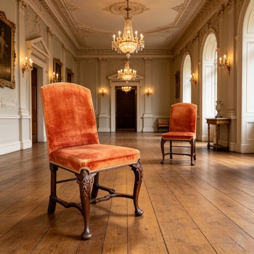 PAIR OF GEORGE II STYLE UPHOLSTERED AND CARVED WALNUT SIDE CHAIRS - ADDITIONAL PHOTO 3