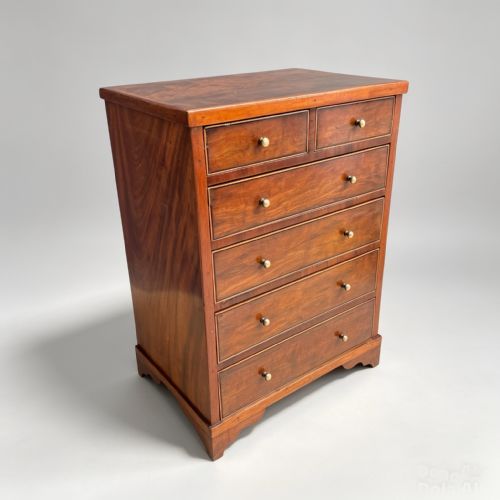 GEORGE III PERIOD MAHOGANY MINIATURE CHEST OF DRAWERS