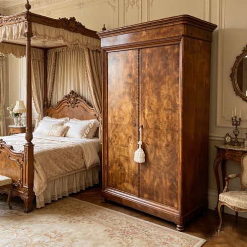 BURR WALNUT BONNETIERE WADROBE CUPBOARD - ADDITIONAL PHOTO 1