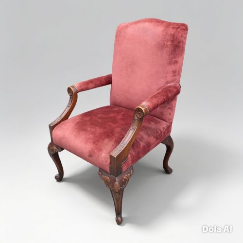 19TH CENTURY GEORGE III STYLE LIBRARYGAINSBOROUGH CHAIR