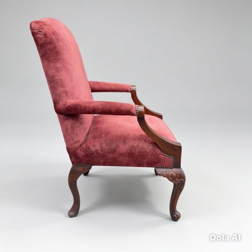19TH CENTURY GEORGE III STYLE LIBRARYGAINSBOROUGH CHAIR - ADDITIONAL PHOTO 2