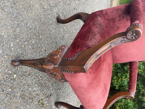 19TH CENTURY GEORGE III STYLE LIBRARYGAINSBOROUGH CHAIR - ADDITIONAL PHOTO 4