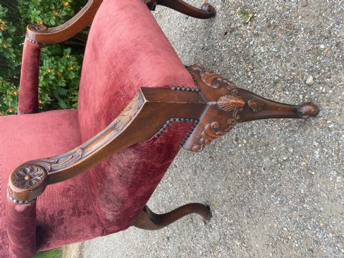 19TH CENTURY GEORGE III STYLE LIBRARYGAINSBOROUGH CHAIR - ADDITIONAL PHOTO 11