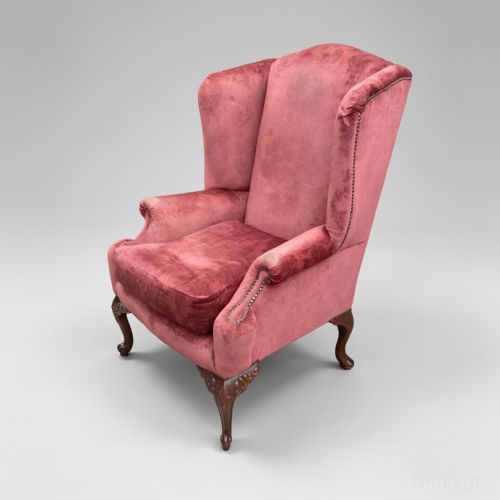 19TH CENTURY GEORGE III STYLE MAHOGANY WING AMRCHAIR