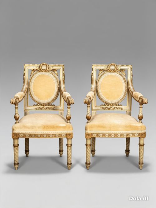 FINE PAIR OF 19TH CENTURY FRENCH GILDED AND PAINTED CHILDRENS SALON CHAIRS