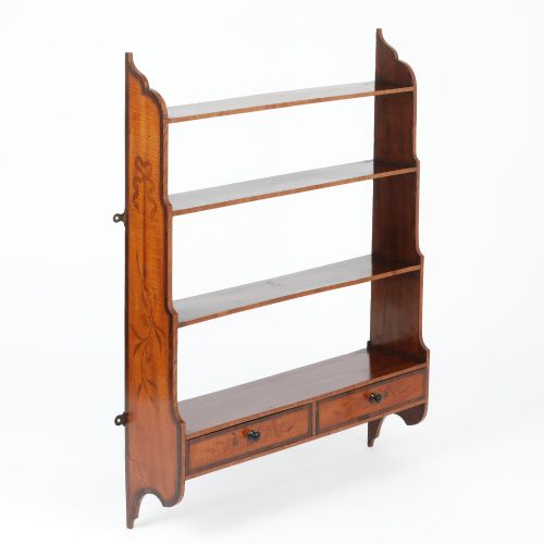 Set of Satinwood and Mahogany Hanging Waterfall Bookshelves