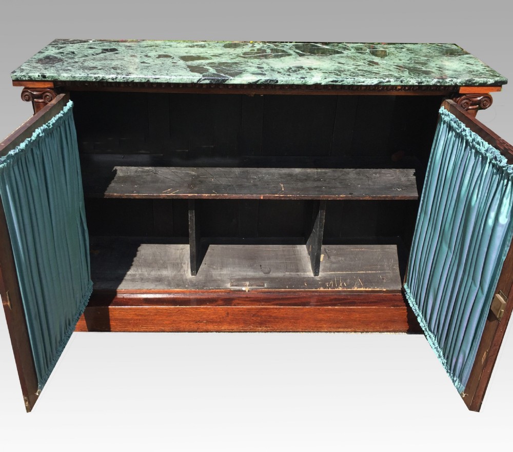 Regency period mahogany side cabinet with marble top View V