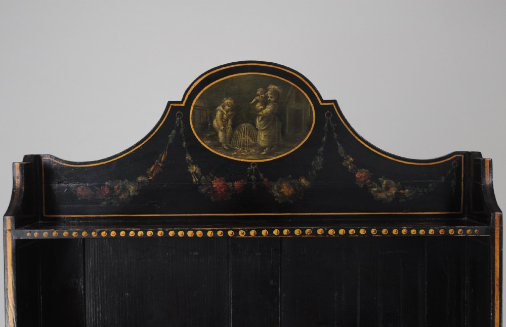 Fine quality 19th century black painted waterfall bookshelves/bookcase View III