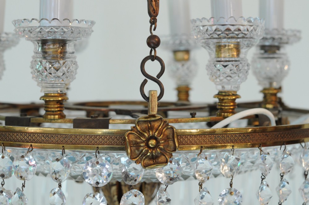 Fine Regency period cut glass and ormolu two tier Chandelier View VI