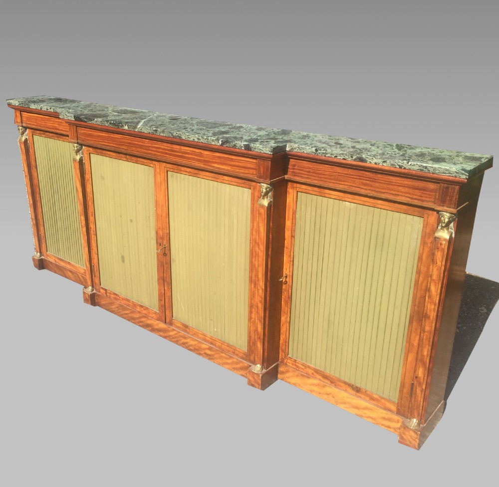 Rare and shallow Satinwood Breakfront side cabinet 