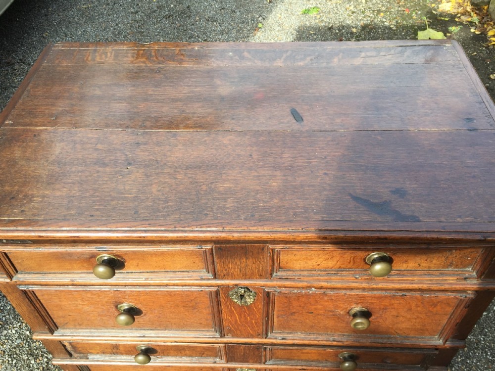 Small oak 17th century panel front chest of drawers View VI