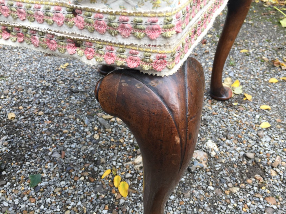 George I style walnut cabriole leg stool  View III