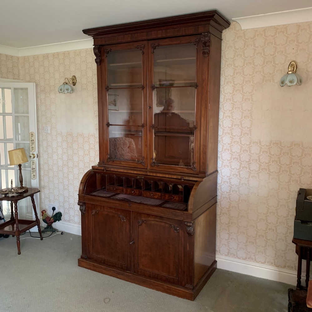 Large Edwards & Roberts Cylinder Bureau- Bookcase