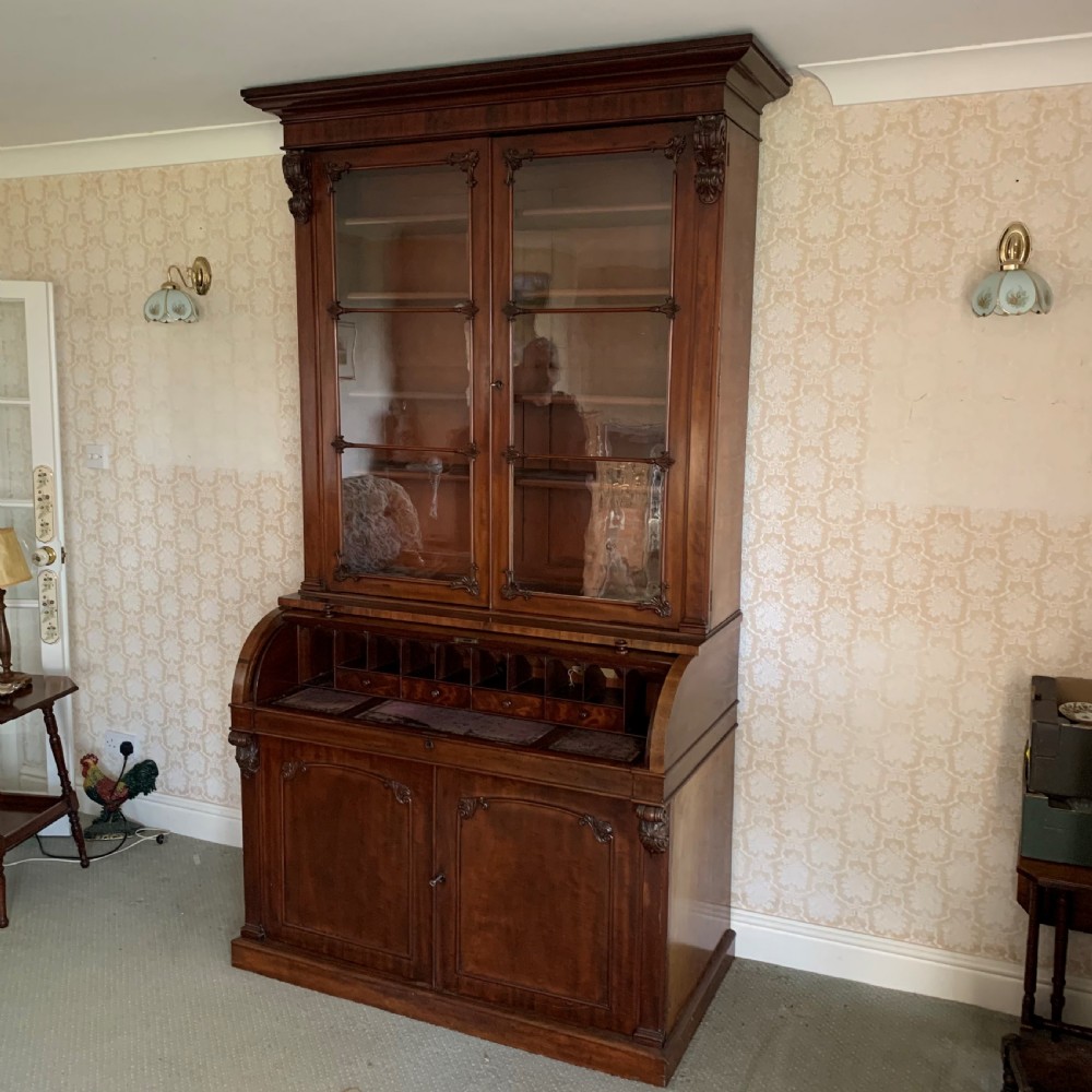 Large Edwards & Roberts Cylinder Bureau- Bookcase View II