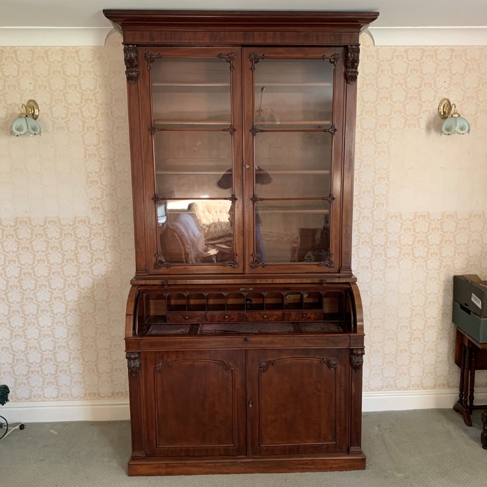 Large Edwards & Roberts Cylinder Bureau- Bookcase View III