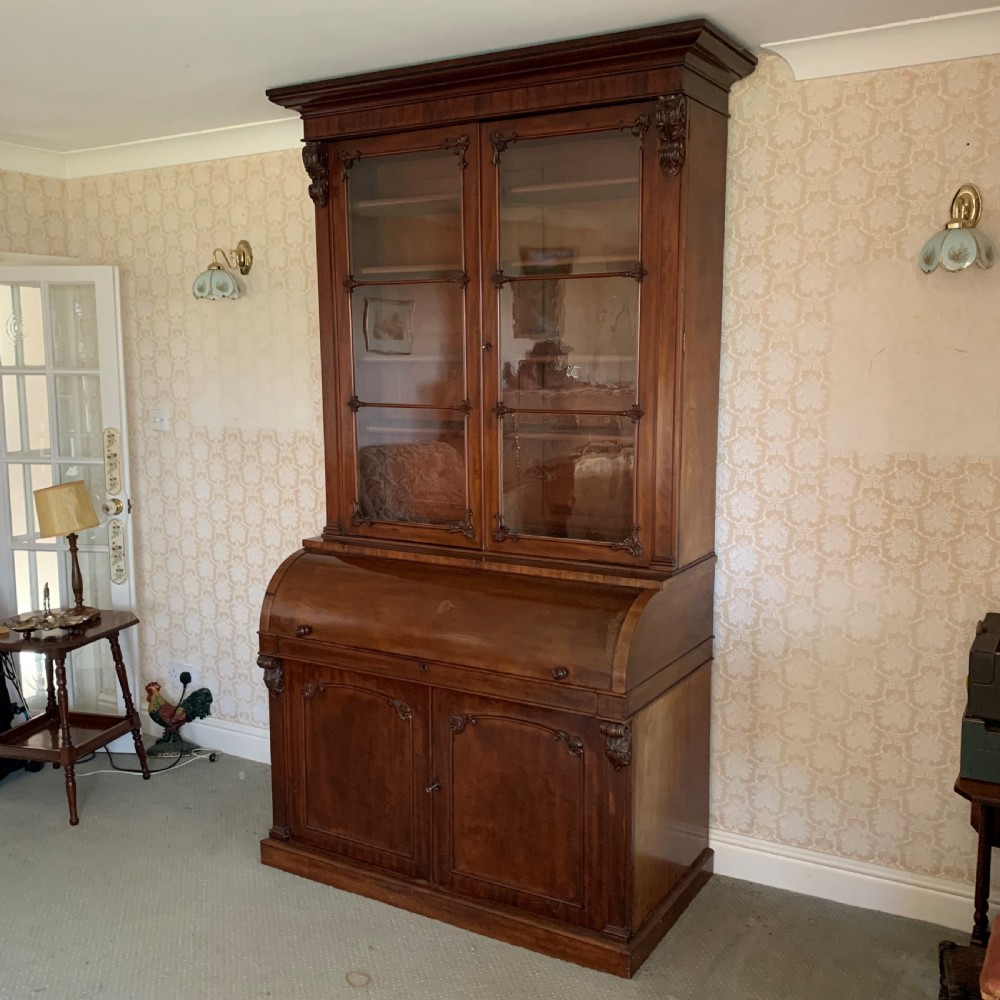 Large Edwards & Roberts Cylinder Bureau- Bookcase View V