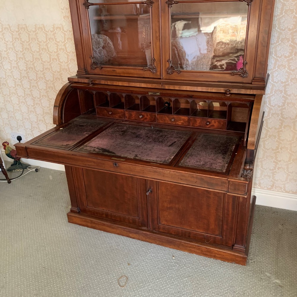 Large Edwards & Roberts Cylinder Bureau- Bookcase View VIII