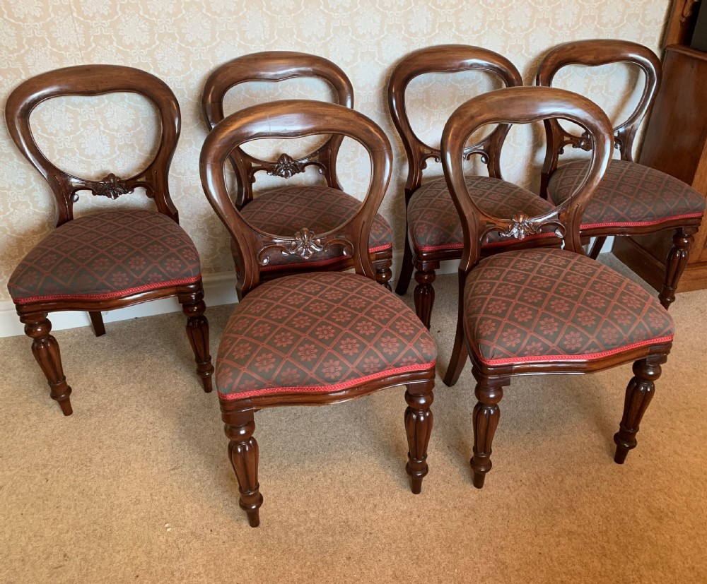 Six mahogany balloon back Dining Chairs
