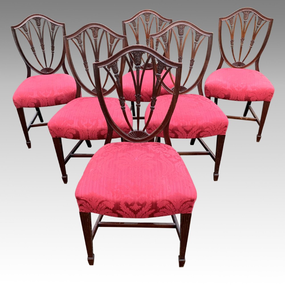 Six 6 Shield Back Chairs ROYAL HISTORY