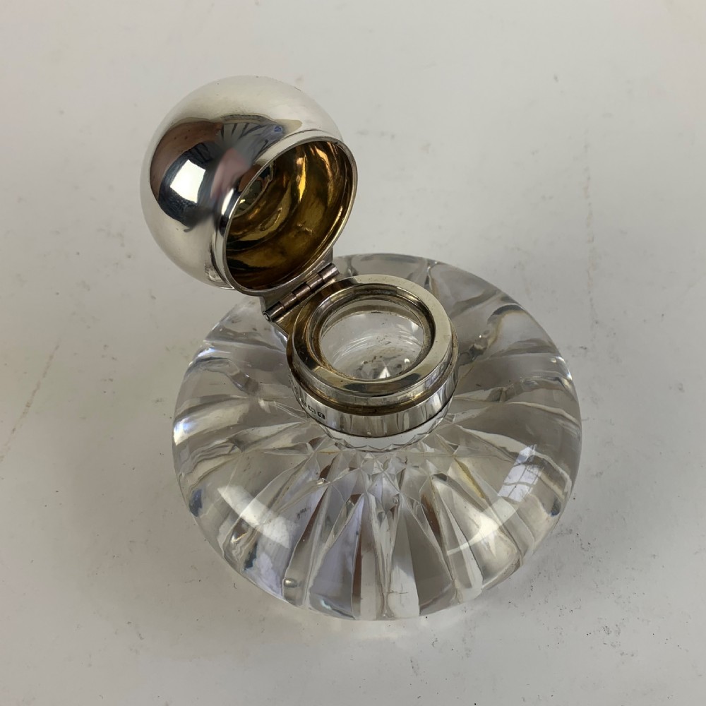 Silver topped glass inkwell View III