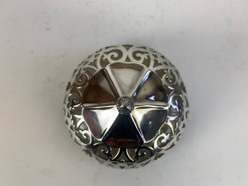Silver topped glass inkwell View III
