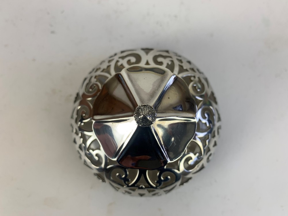Silver topped glass inkwell View IV