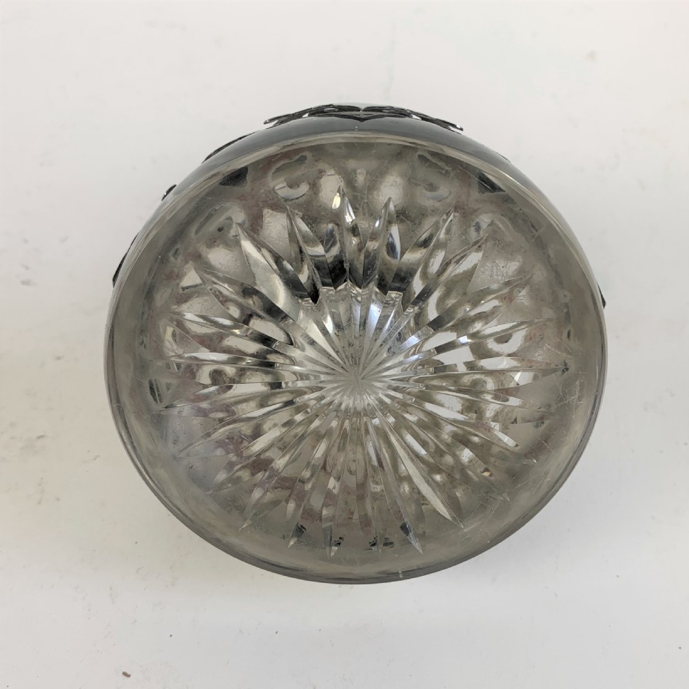 Silver topped glass inkwell View V
