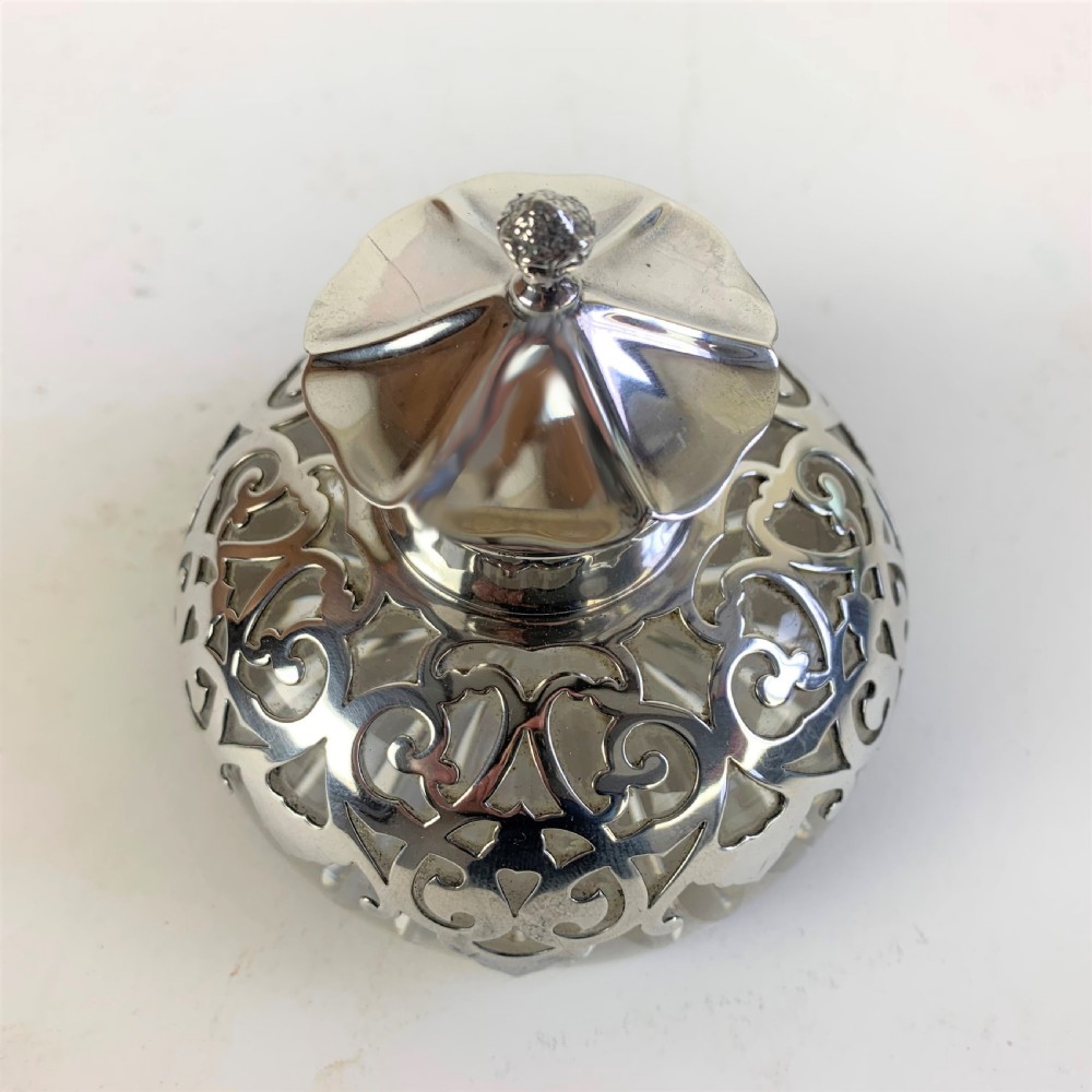 Silver topped glass inkwell View VI
