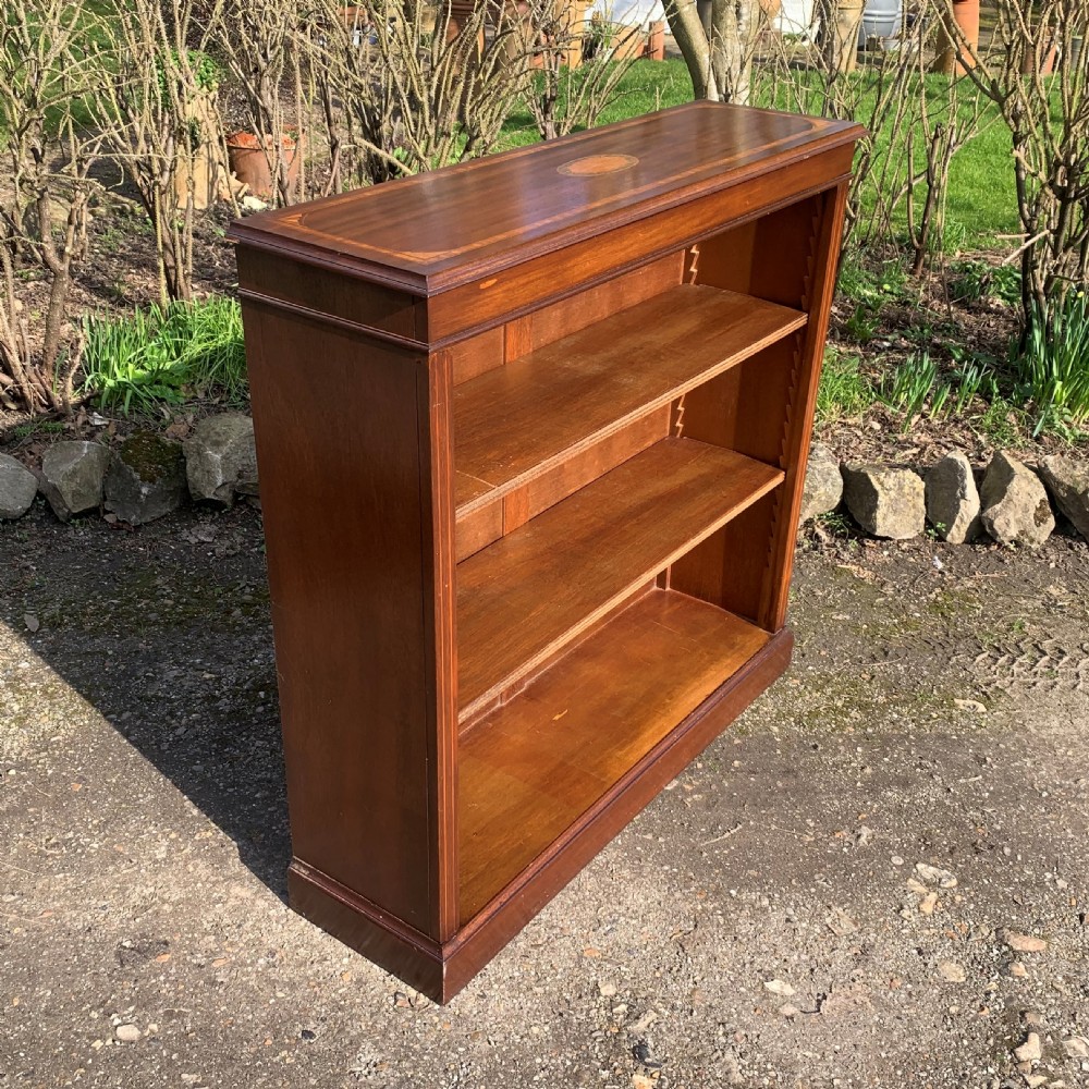 Edwardian inlaid open bookshelves