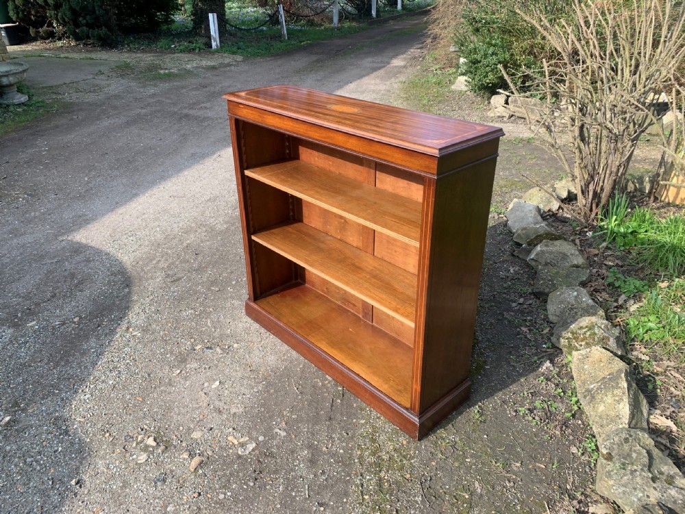 Edwardian inlaid open bookshelves View II