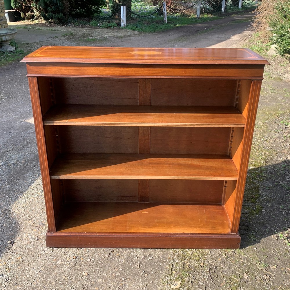 Edwardian inlaid open bookshelves View III