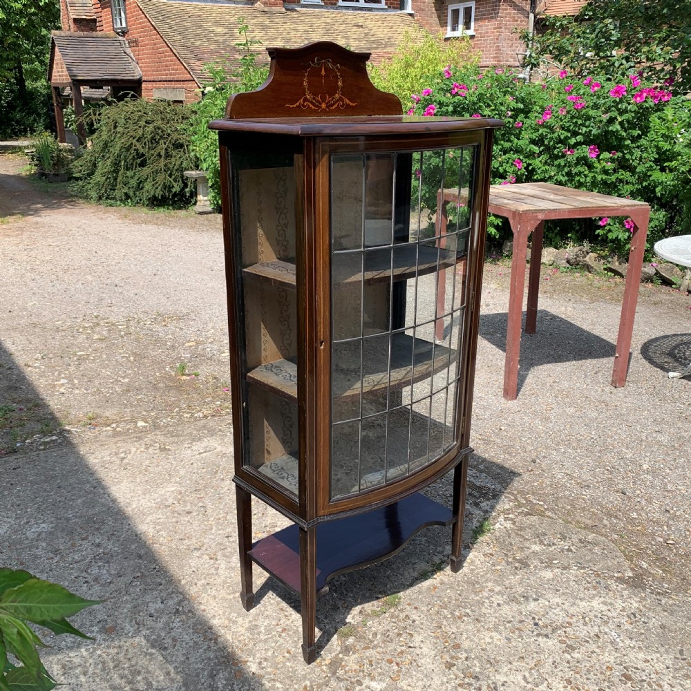 Edwardian inlaid display cabinet  View II