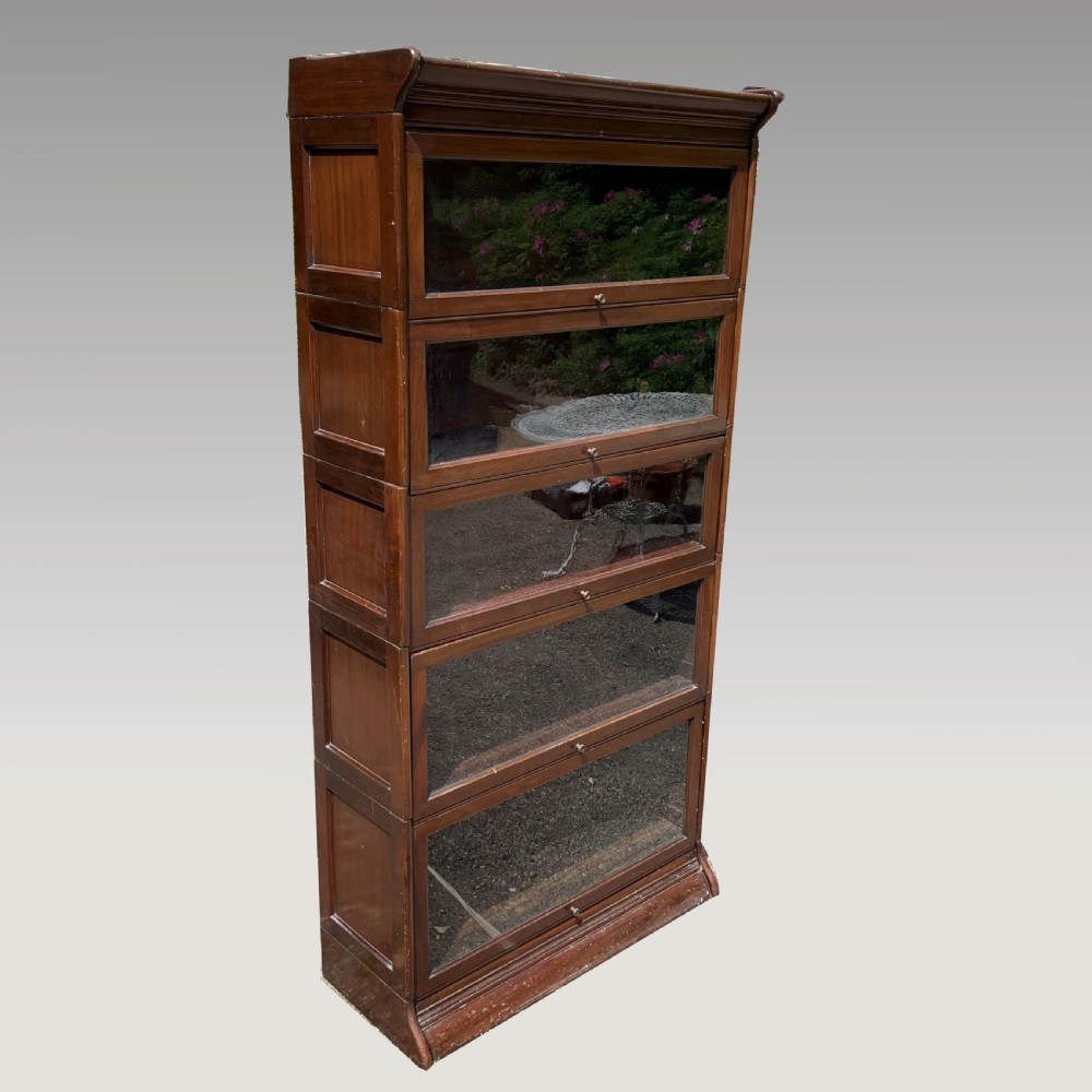 Five/5  section mahogany Globe Wernicke type solicitors sectional bookcase