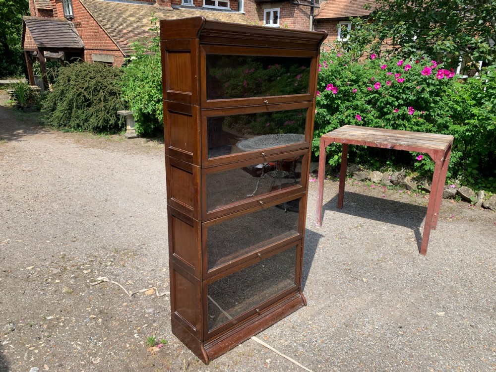 Five/5  section mahogany Globe Wernicke type solicitors sectional bookcase View VI