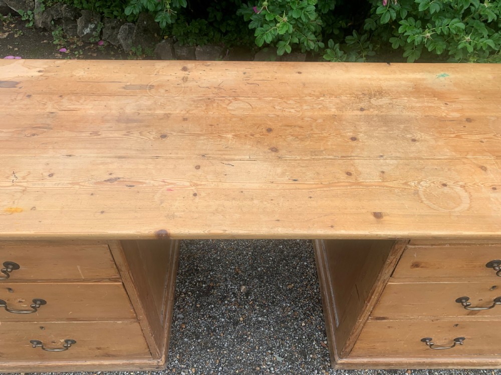 Antique pine pedestal desk View IV