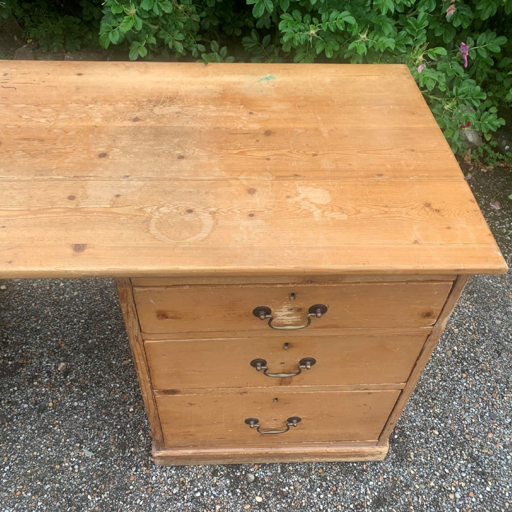 Antique pine pedestal desk View VI