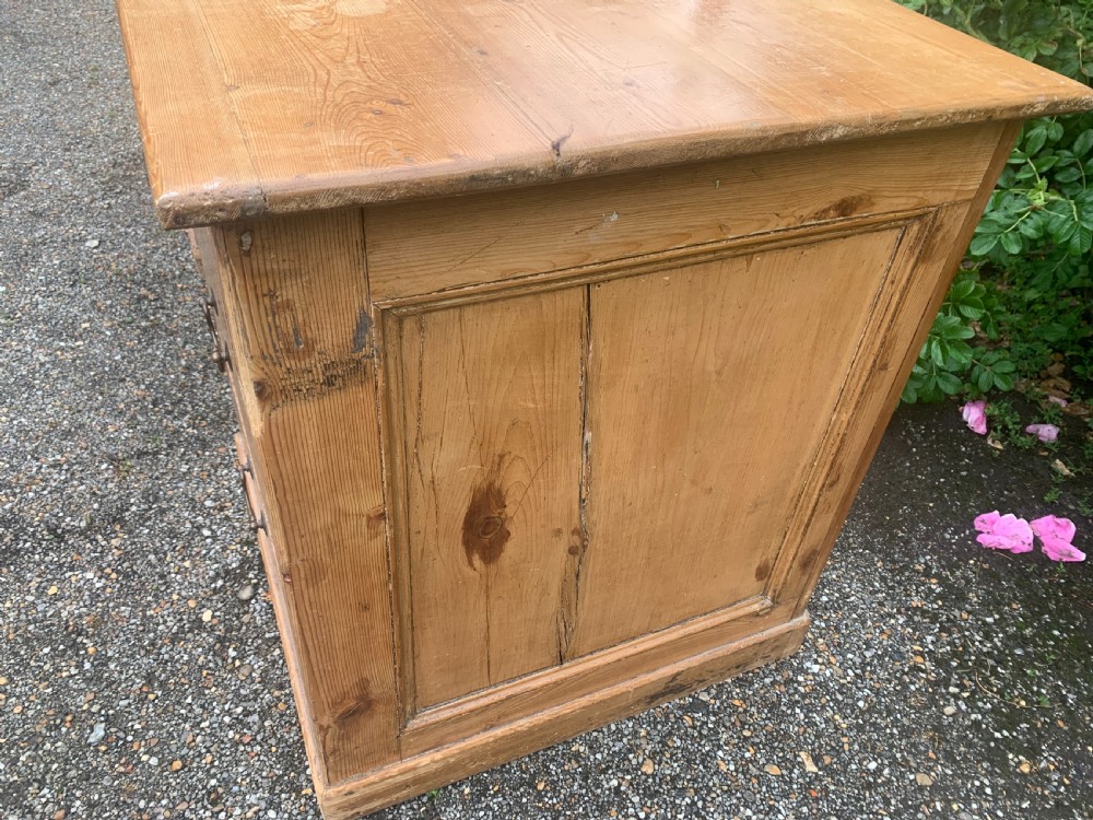 Antique pine pedestal desk View VIII