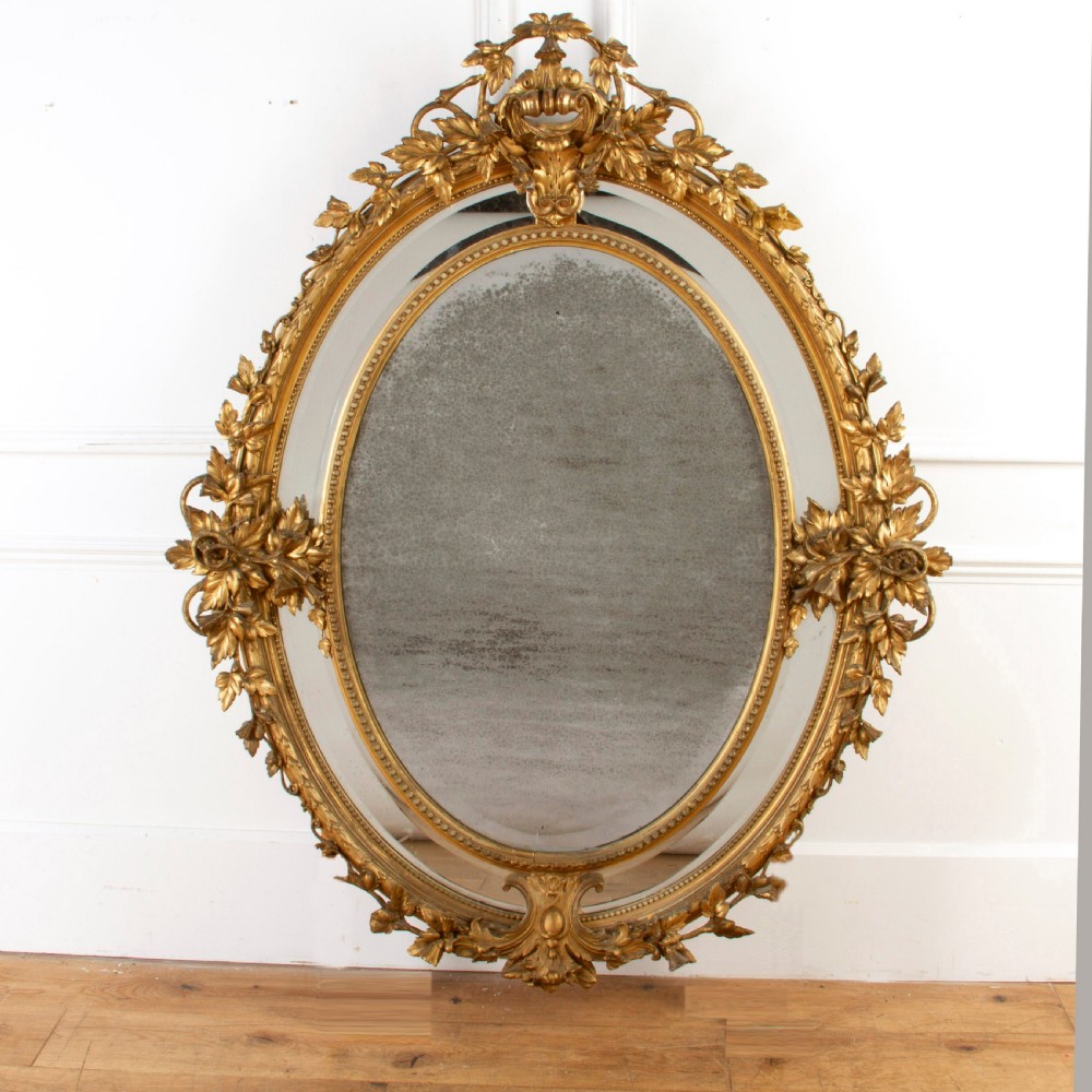 Large Oval Gilded Mirror