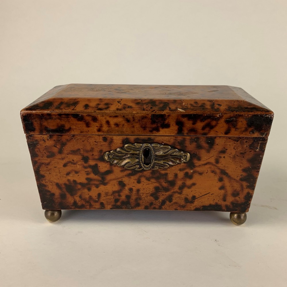 Faux tortoiseshell two compartment Tea Caddy